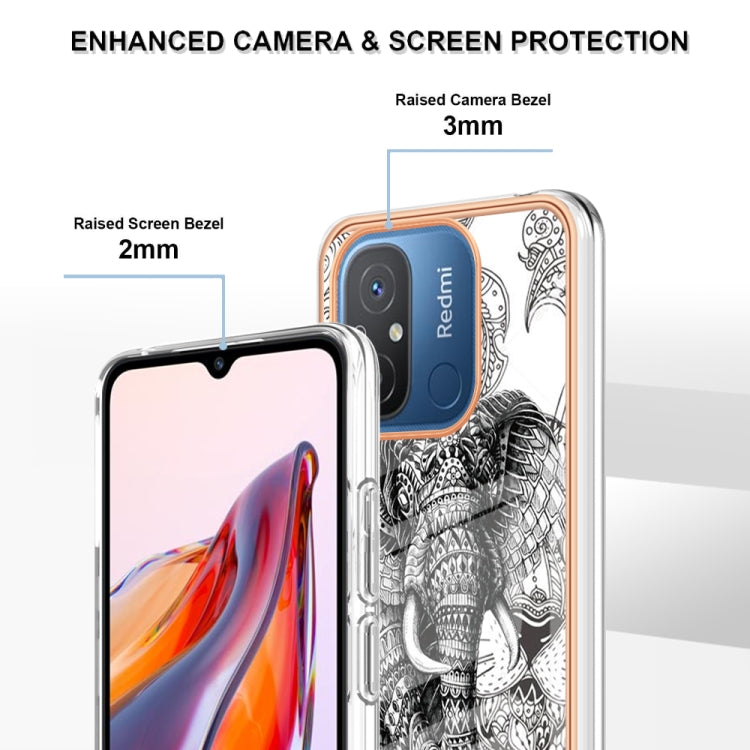 For Xiaomi Redmi 12C / 11A 4G Electroplating Marble Dual-side IMD Phone Case(Totem Elephant) by buy2fix