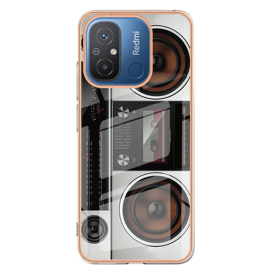 For Xiaomi Redmi 12C / 11A 4G Electroplating Marble Dual-side IMD Phone Case(Retro Radio) by buy2fix