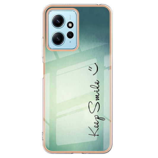 For Xiaomi Redmi Note 12 4G Electroplating Marble Dual-side IMD Phone Case(Smile) by buy2fix