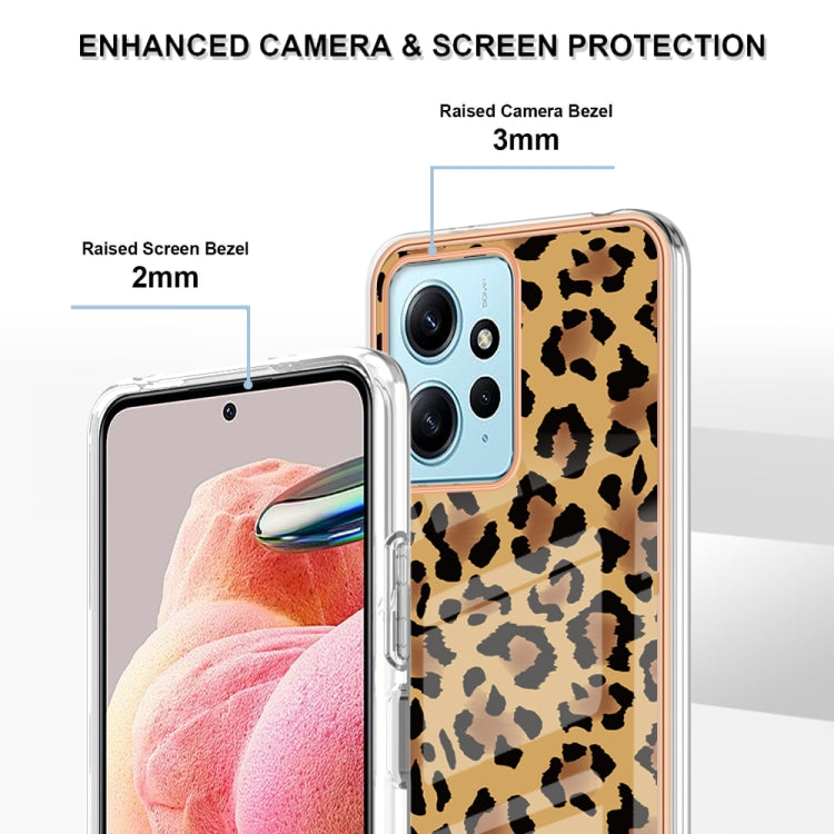 For Xiaomi Redmi Note 12 4G Electroplating Marble Dual-side IMD Phone Case(Leopard Print) by buy2fix