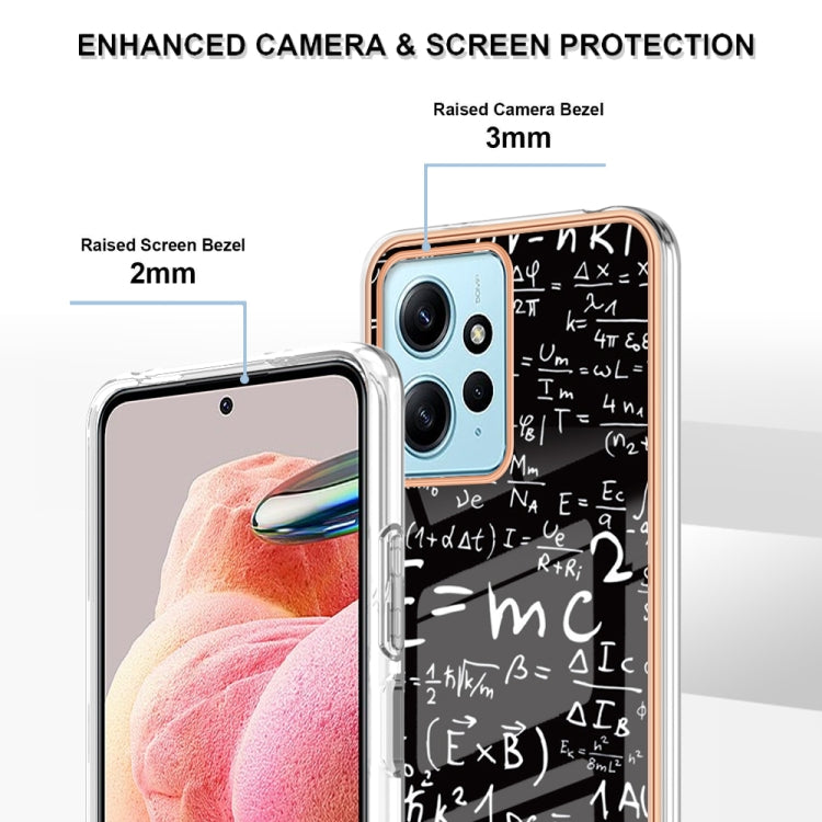 For Xiaomi Redmi Note 12 4G Electroplating Marble Dual-side IMD Phone Case(Equation) by buy2fix