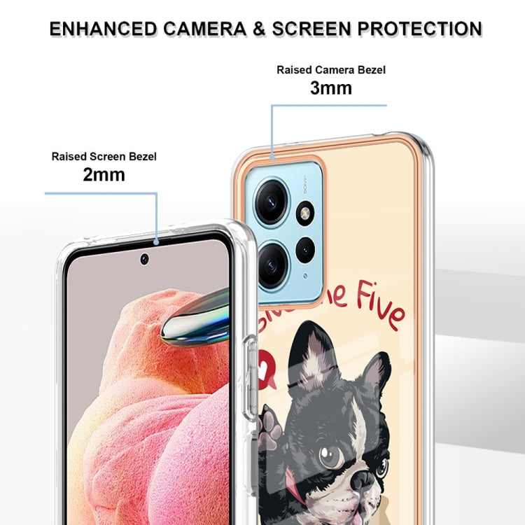 For Xiaomi Redmi Note 12 4G Electroplating Marble Dual-side IMD Phone Case(Lucky Dog) by buy2fix