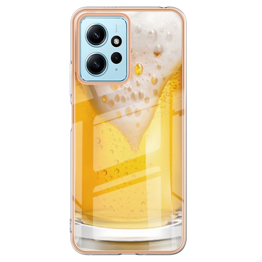 For Xiaomi Redmi Note 12 4G Electroplating Marble Dual-side IMD Phone Case(Draft Beer) by buy2fix