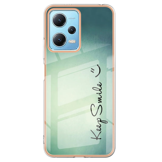 For Xiaomi Redmi Note 12 5G Global Electroplating Marble Dual-side IMD Phone Case(Smile) by buy2fix