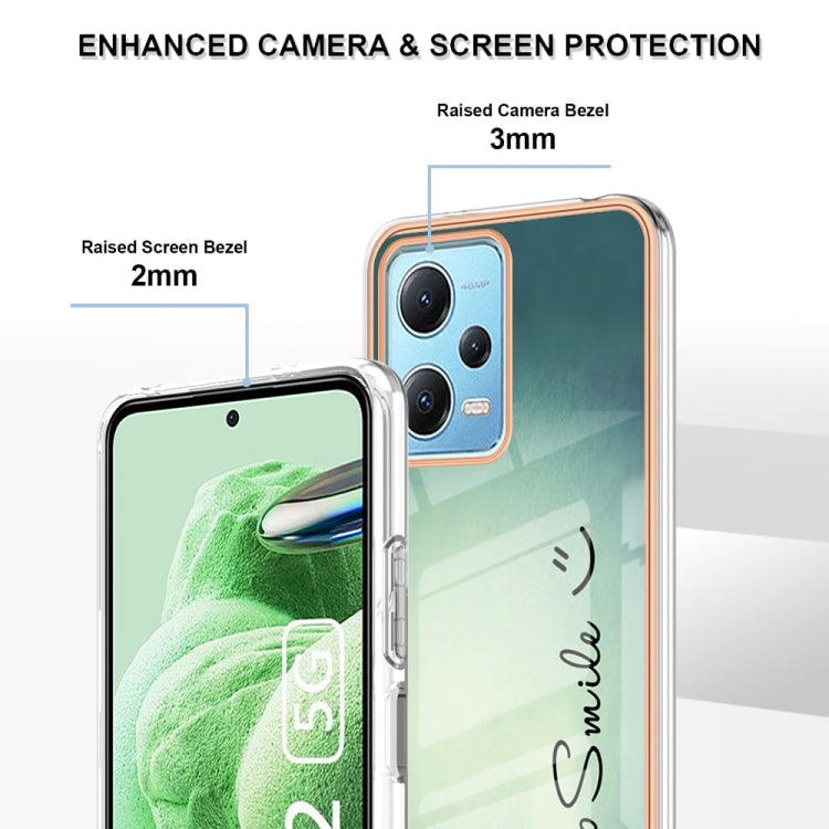 For Xiaomi Redmi Note 12 5G Global Electroplating Marble Dual-side IMD Phone Case(Smile) by buy2fix