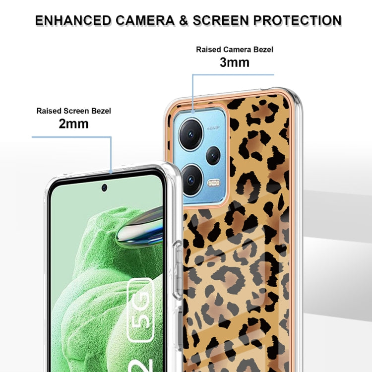 For Xiaomi Redmi Note 12 5G Global Electroplating Marble Dual-side IMD Phone Case(Leopard Print) by buy2fix