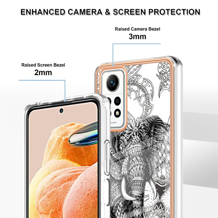 For Xiaomi Redmi Note 12 Pro 4G Global Electroplating Marble Dual-side IMD Phone Case(Totem Elephant) by buy2fix
