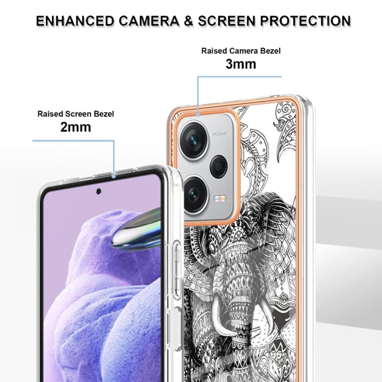 For Xiaomi Redmi Note 12 Pro+ Global Electroplating Marble Dual-side IMD Phone Case(Totem Elephant) by buy2fix