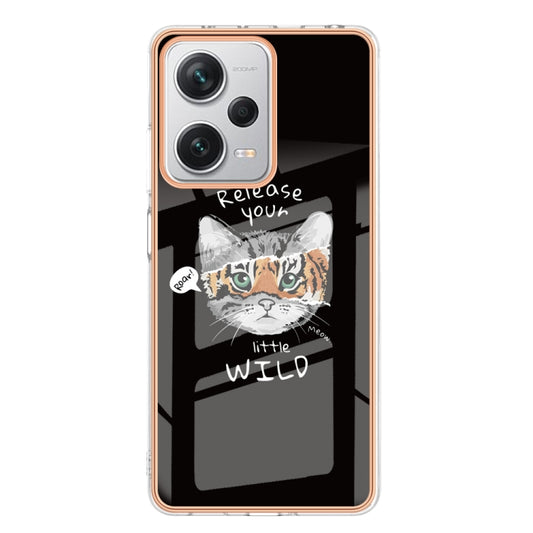 For Xiaomi Redmi Note 12 Pro+ Global Electroplating Marble Dual-side IMD Phone Case(Natural Growth) by buy2fix