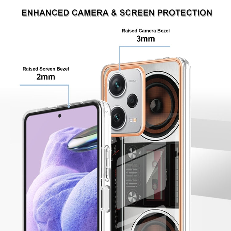 For Xiaomi Redmi Note 12 Pro+ Global Electroplating Marble Dual-side IMD Phone Case(Retro Radio) by buy2fix
