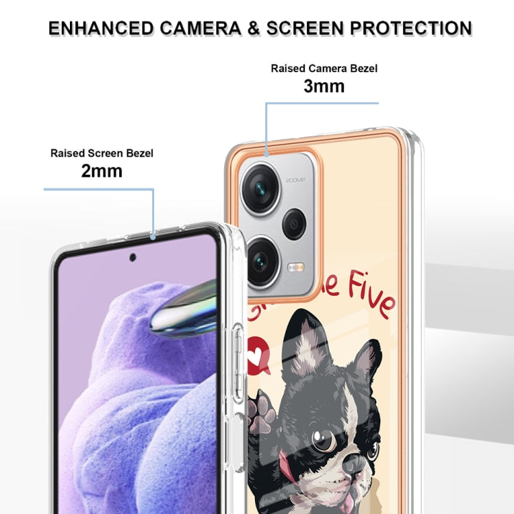 For Xiaomi Redmi Note 12 Pro+ Global Electroplating Marble Dual-side IMD Phone Case(Lucky Dog) by buy2fix
