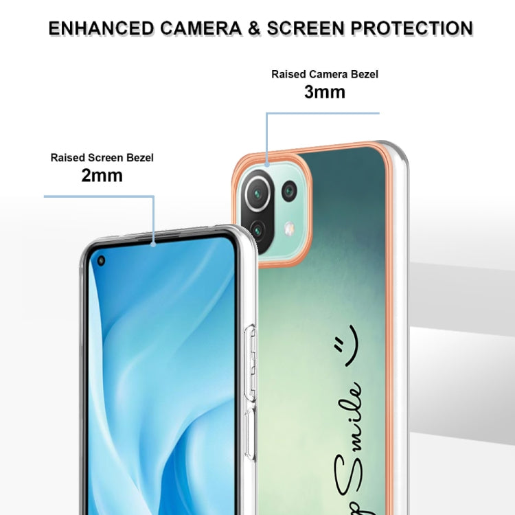 For Xiaomi 11 Lite Electroplating Marble Dual-side IMD Phone Case(Smile) by buy2fix
