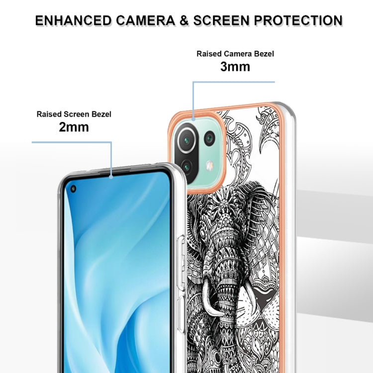 For Xiaomi 11 Lite Electroplating Marble Dual-side IMD Phone Case(Totem Elephant) by buy2fix
