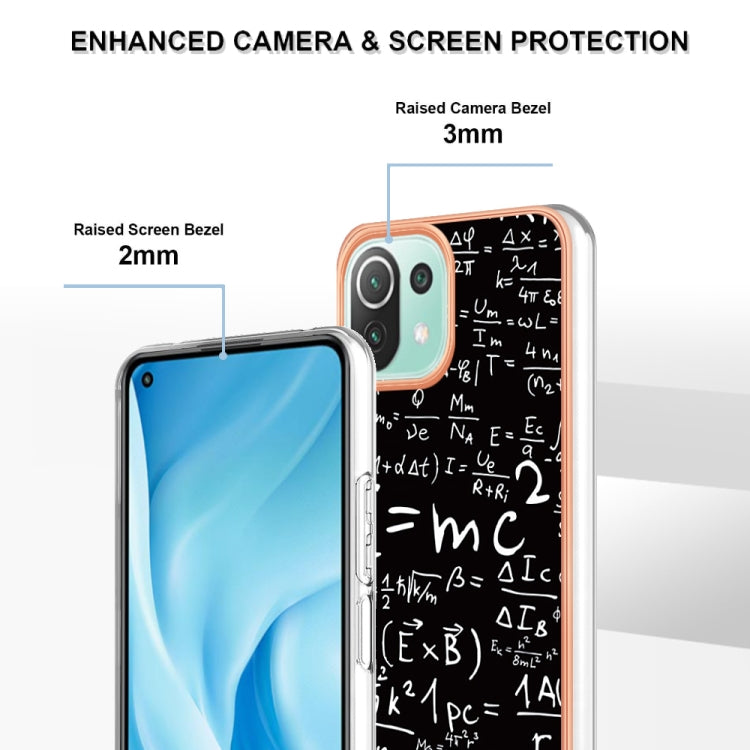 For Xiaomi 11 Lite Electroplating Marble Dual-side IMD Phone Case(Equation) by buy2fix
