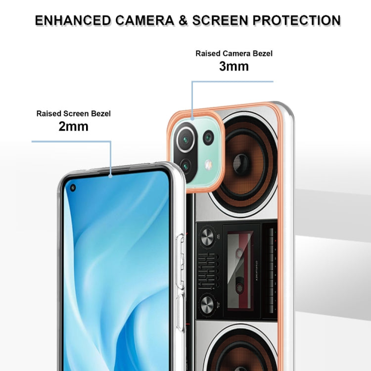 For Xiaomi 11 Lite Electroplating Marble Dual-side IMD Phone Case(Retro Radio) by buy2fix