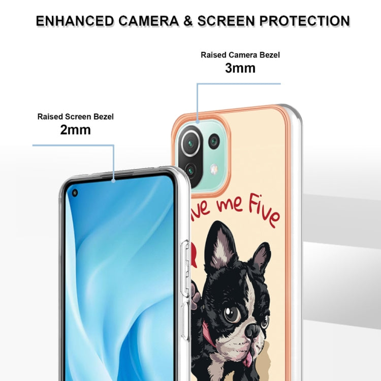 For Xiaomi 11 Lite Electroplating Marble Dual-side IMD Phone Case(Lucky Dog) by buy2fix