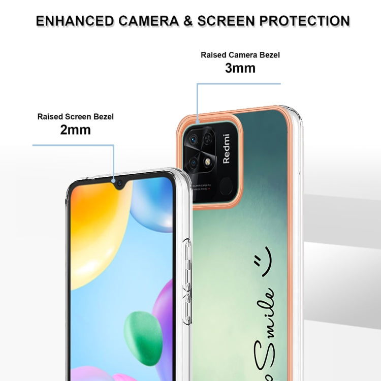 For Xiaomi Redmi 10C Electroplating Marble Dual-side IMD Phone Case(Smile) by buy2fix
