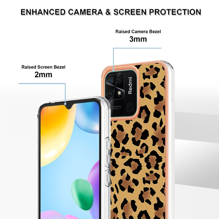 For Xiaomi Redmi 10C Electroplating Marble Dual-side IMD Phone Case(Leopard Print) by buy2fix