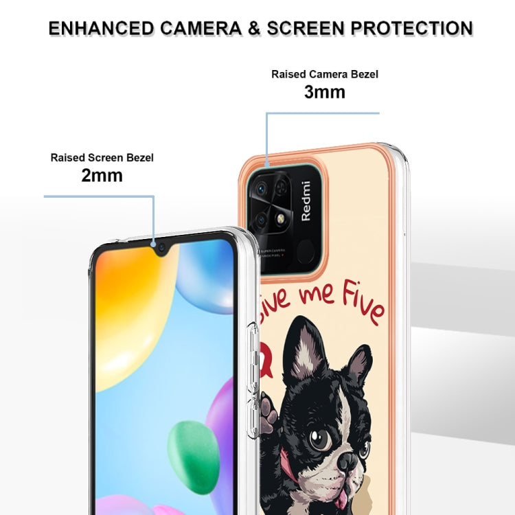 For Xiaomi Redmi 10C Electroplating Marble Dual-side IMD Phone Case(Lucky Dog) by buy2fix