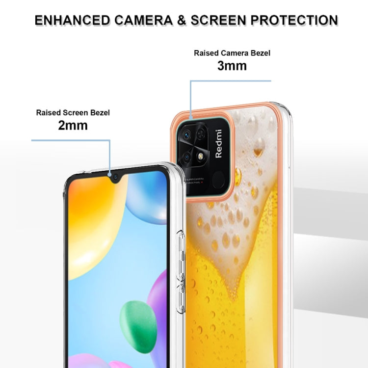 For Xiaomi Redmi 10C Electroplating Marble Dual-side IMD Phone Case(Draft Beer) by buy2fix