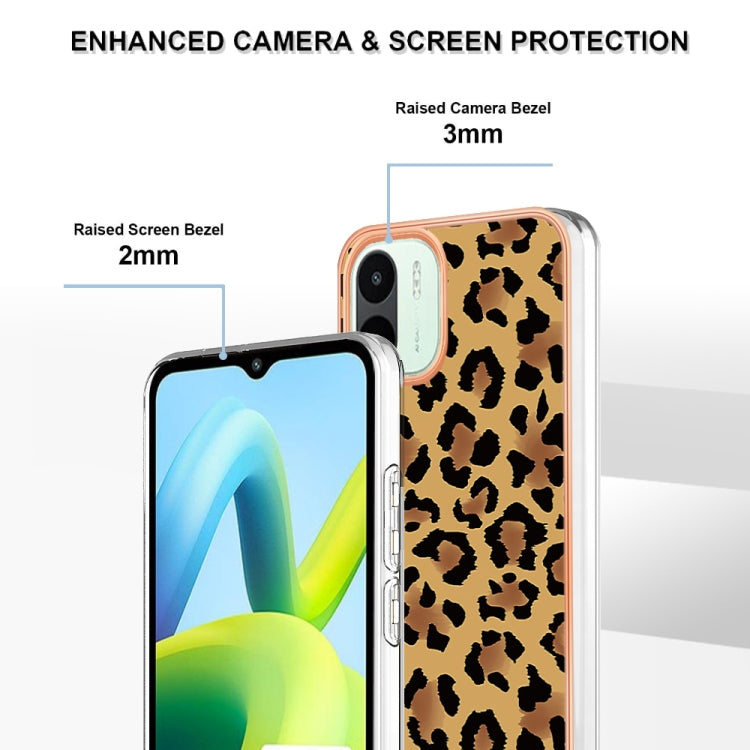 For Xiaomi Redmi A1 Electroplating Marble Dual-side IMD Phone Case(Leopard Print) by buy2fix