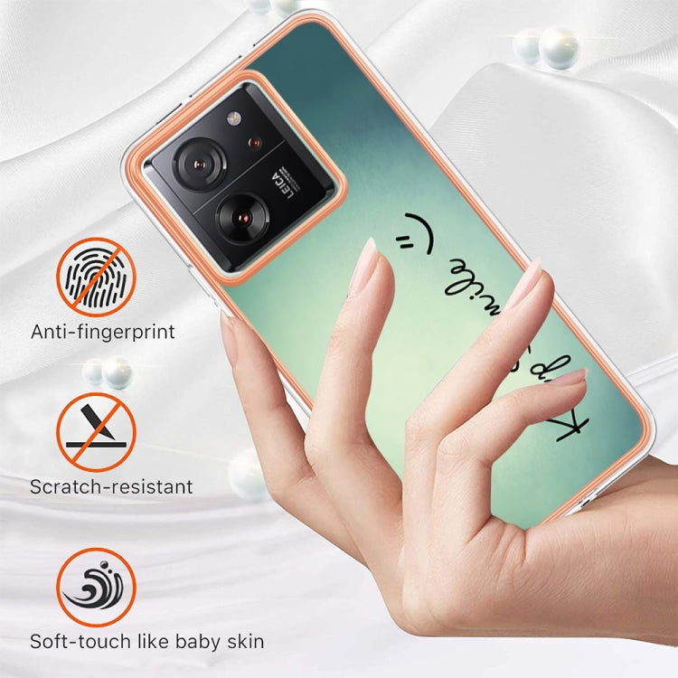 For Xiaomi 13T/13T Pro Electroplating Marble Dual-side IMD Phone Case(Smile) by buy2fix