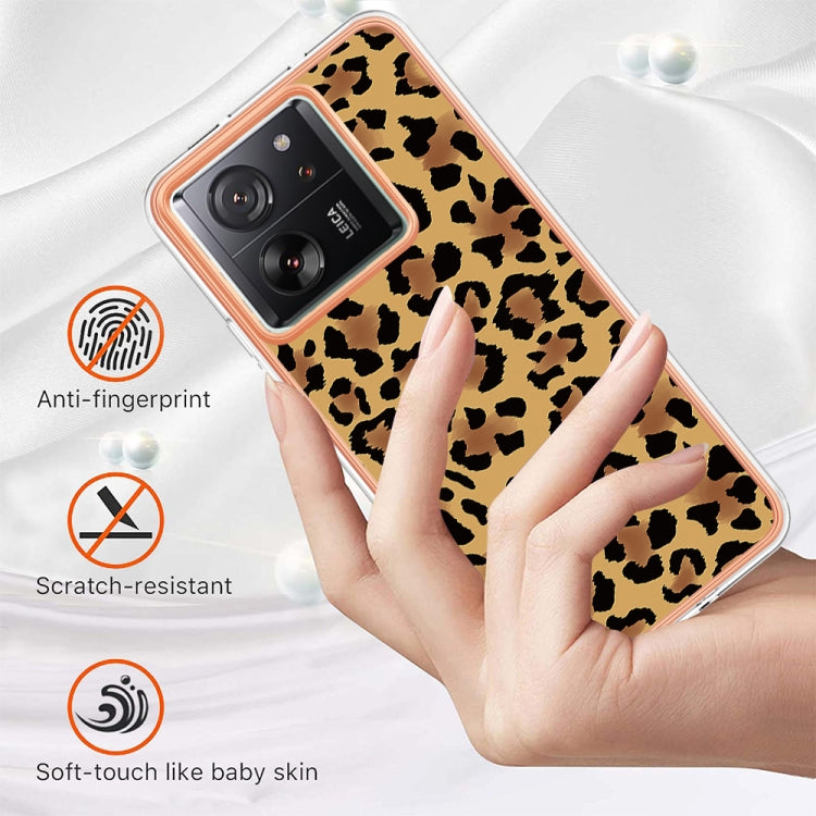 For Xiaomi 13T/13T Pro Electroplating Marble Dual-side IMD Phone Case(Leopard Print) by buy2fix