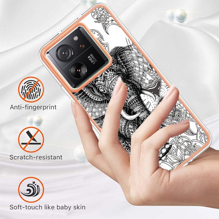 For Xiaomi 13T/13T Pro Electroplating Marble Dual-side IMD Phone Case(Totem Elephant) by buy2fix
