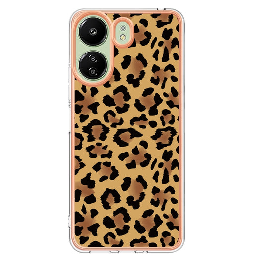 For Xiaomi Redmi 13C 4G Electroplating Marble Dual-side IMD Phone Case(Leopard Print) by buy2fix