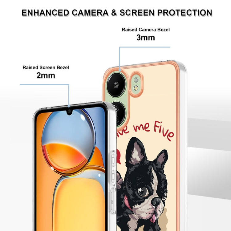 For Xiaomi Redmi 13C 4G Electroplating Marble Dual-side IMD Phone Case(Lucky Dog) by buy2fix
