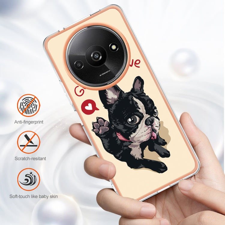 For Xiaomi Redmi A3 Electroplating Marble Dual-side IMD Phone Case(Lucky Dog) by buy2fix