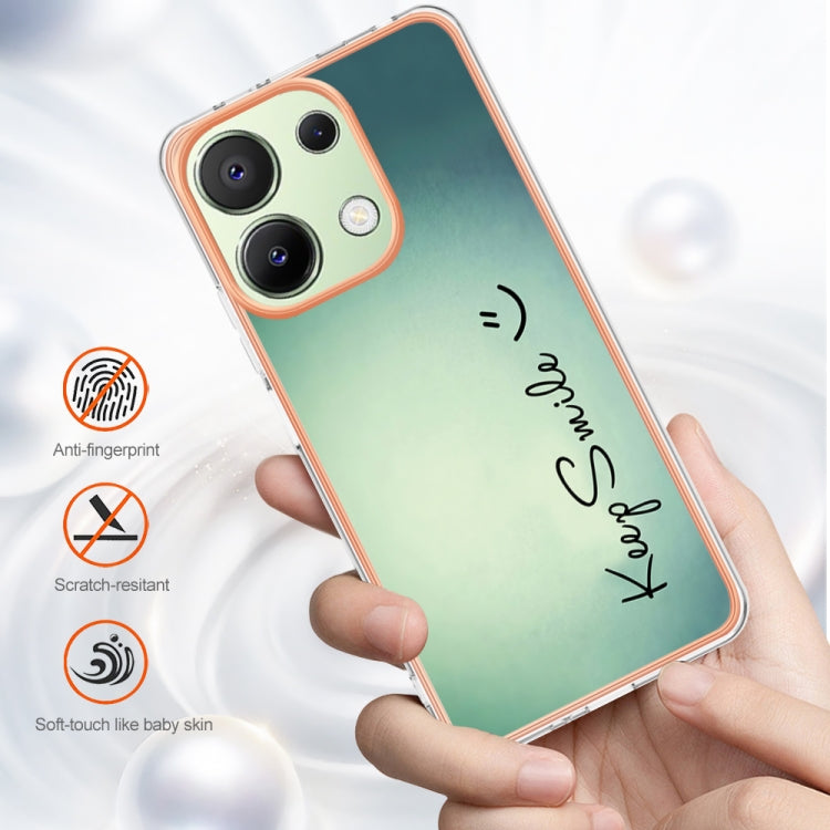 For Xiaomi Redmi Note 13 4G Global Electroplating Marble Dual-side IMD Phone Case(Smile) by buy2fix