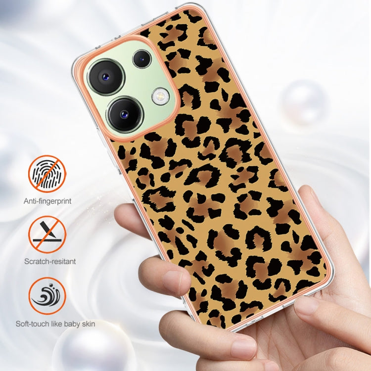 For Xiaomi Redmi Note 13 4G Global Electroplating Marble Dual-side IMD Phone Case(Leopard Print) by buy2fix