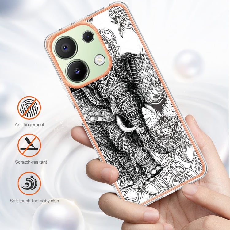 For Xiaomi Redmi Note 13 4G Global Electroplating Marble Dual-side IMD Phone Case(Totem Elephant) - Xiaomi Cases by buy2fix | Online Shopping UK | buy2fix