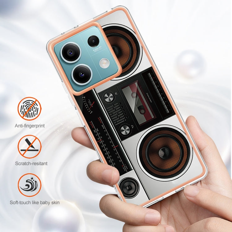For Xiaomi Redmi Note 13 5G Electroplating Marble Dual-side IMD Phone Case(Retro Radio) by buy2fix