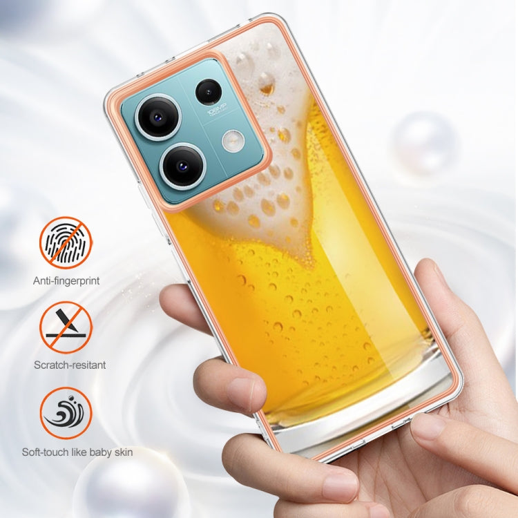 For Xiaomi Redmi Note 13 5G Electroplating Marble Dual-side IMD Phone Case(Draft Beer) by buy2fix