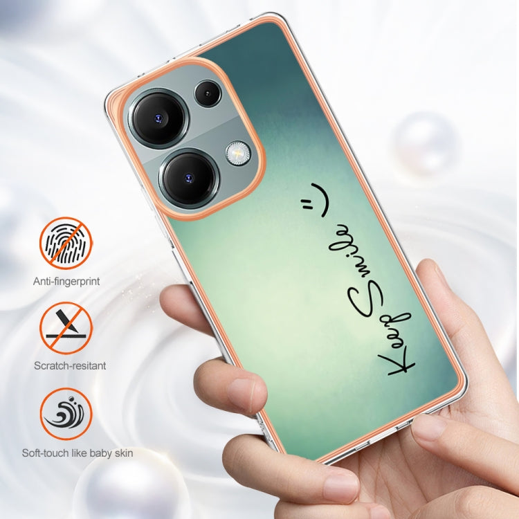For Xiaomi Redmi Note 13 Pro 4G/Poco M6 Pro 4G Electroplating Marble Dual-side IMD Phone Case(Smile) by buy2fix