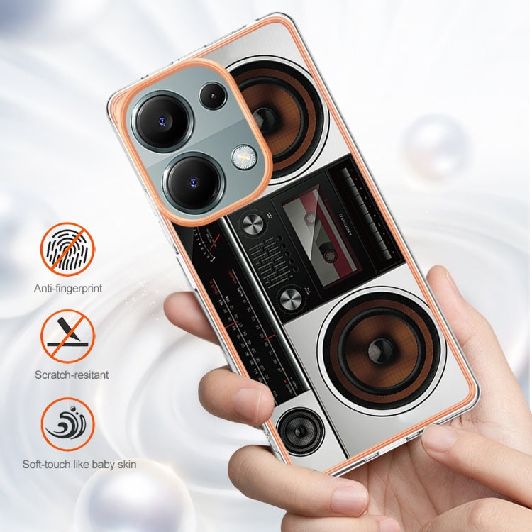 For Xiaomi Redmi Note 13 Pro 4G/Poco M6 Pro 4G Electroplating Marble Dual-side IMD Phone Case(Retro Radio) by buy2fix