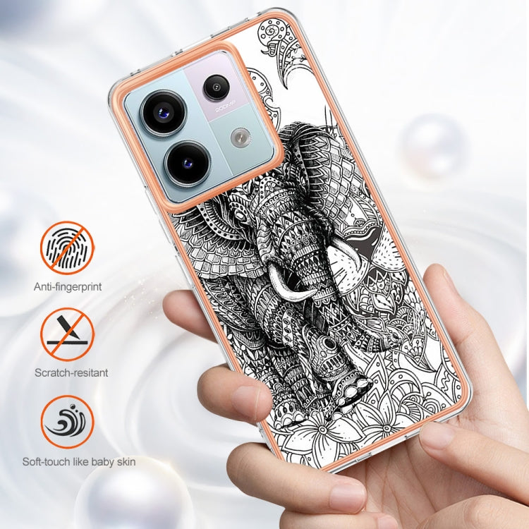 For Xiaomi Redmi Note 13 Pro 5G Global Electroplating Marble Dual-side IMD Phone Case(Totem Elephant) by buy2fix