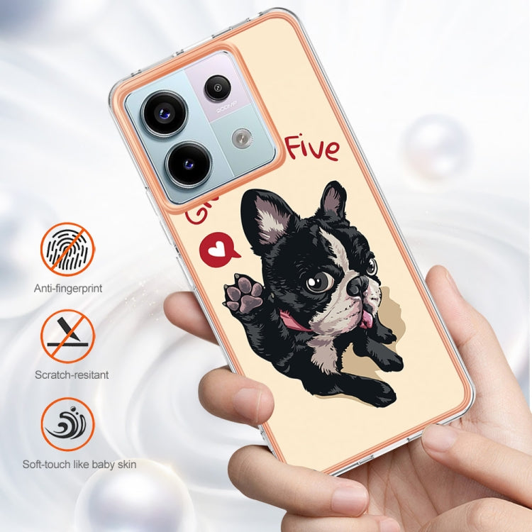 For Xiaomi Redmi Note 13 Pro 5G Global Electroplating Marble Dual-side IMD Phone Case(Lucky Dog) by buy2fix