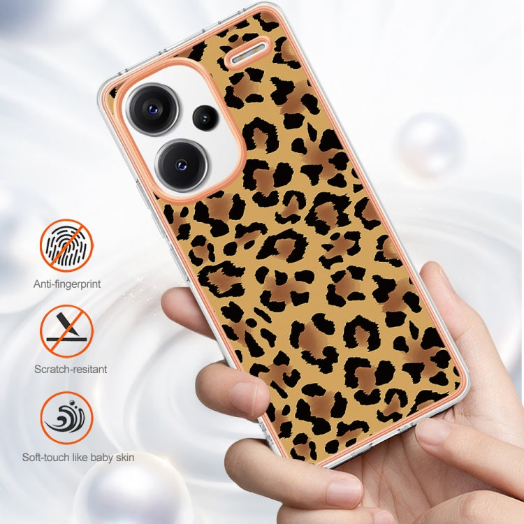 For Xiaomi Redmi Note 13 Pro+ 5G Electroplating Marble Dual-side IMD Phone Case(Leopard Print) by buy2fix