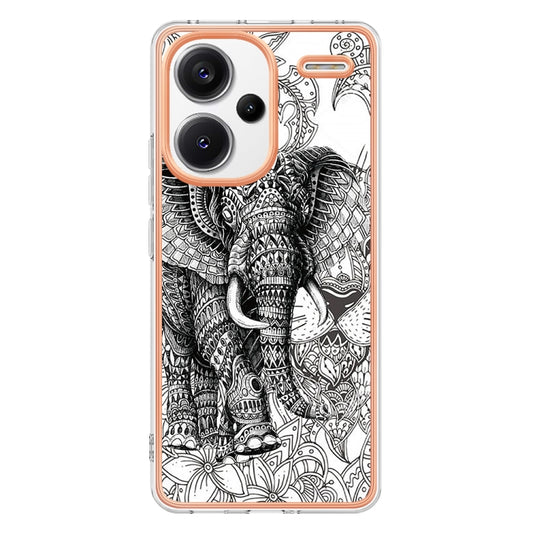 For Xiaomi Redmi Note 13 Pro+ 5G Electroplating Marble Dual-side IMD Phone Case(Totem Elephant) by buy2fix