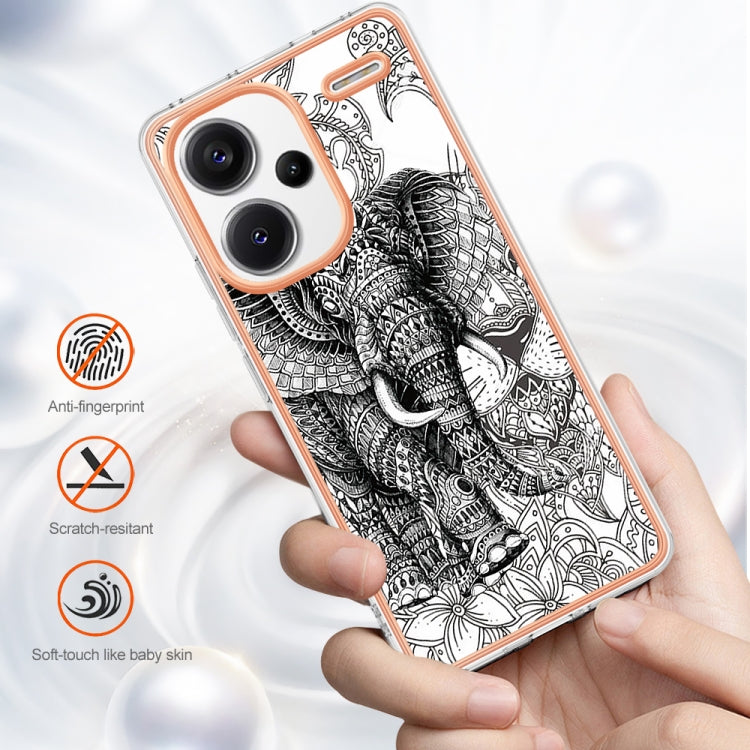 For Xiaomi Redmi Note 13 Pro+ 5G Electroplating Marble Dual-side IMD Phone Case(Totem Elephant) by buy2fix