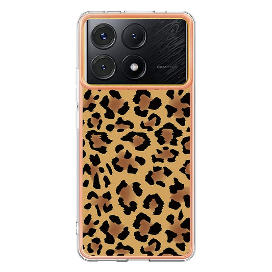 For Xiaomi Poco X6 Pro / Redmi K70E Electroplating Marble Dual-side IMD Phone Case(Leopard Print) by buy2fix