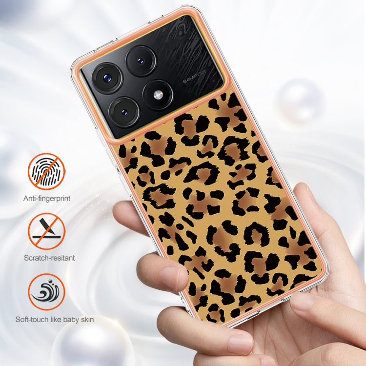 For Xiaomi Poco X6 Pro / Redmi K70E Electroplating Marble Dual-side IMD Phone Case(Leopard Print) by buy2fix