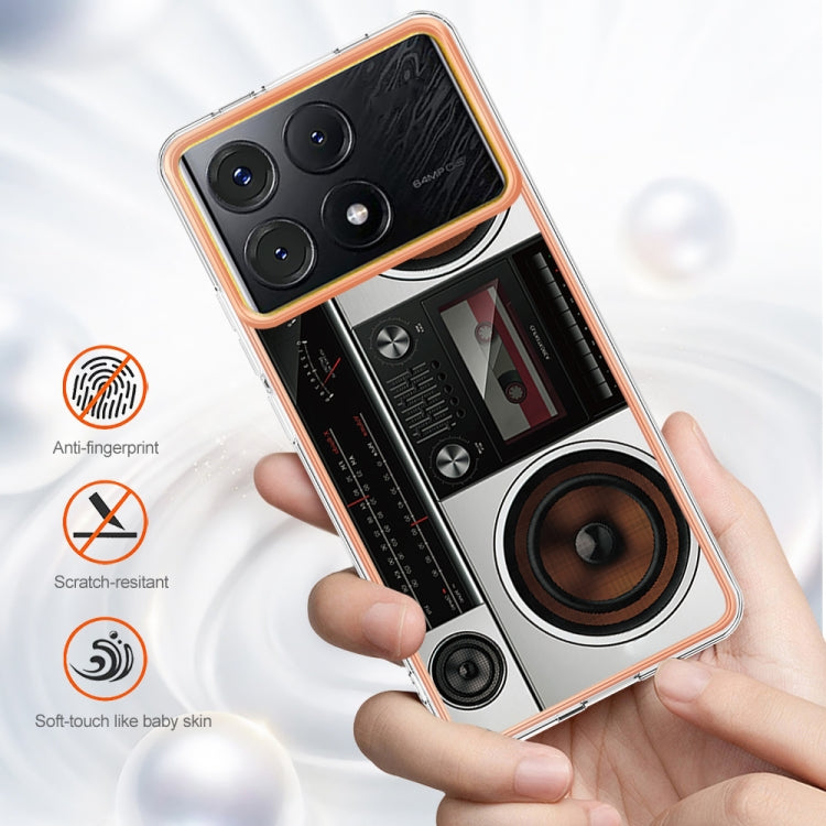 For Xiaomi Poco X6 Pro / Redmi K70E Electroplating Marble Dual-side IMD Phone Case(Retro Radio) by buy2fix