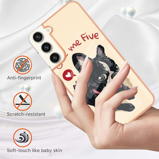 For Samsung Galaxy S23+ 5G Electroplating Marble Dual-side IMD Phone Case(Lucky Dog) by buy2fix