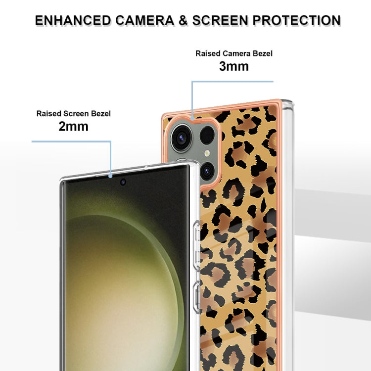 For Samsung Galaxy S23 Ultra 5G Electroplating Marble Dual-side IMD Phone Case(Leopard Print) by buy2fix
