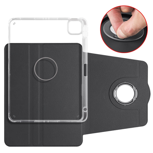 For iPad Pro 11 2022 / Air 10.9 2022 Clear Acrylic 360 Rotation Detachable Leather Tablet Case(Black) - iPad Pro 11 (2022/2021) Cases by buy2fix | Online Shopping UK | buy2fix