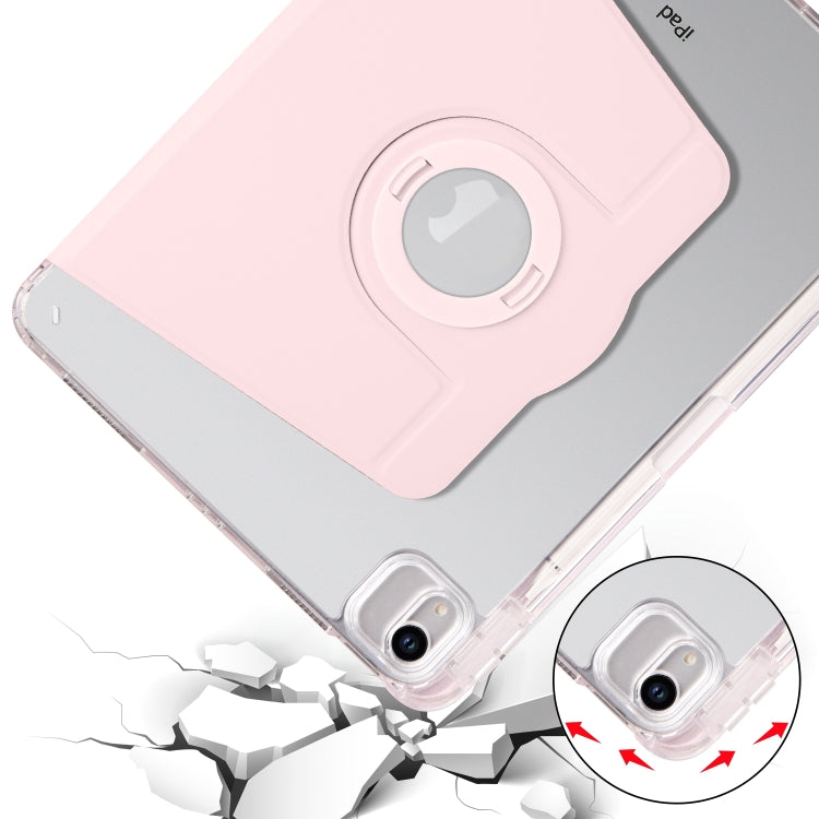 For iPad Air 11 2025 / 2024 Clear Acrylic 360 Rotation Detachable Leather Tablet Case(Pink) by buy2fix